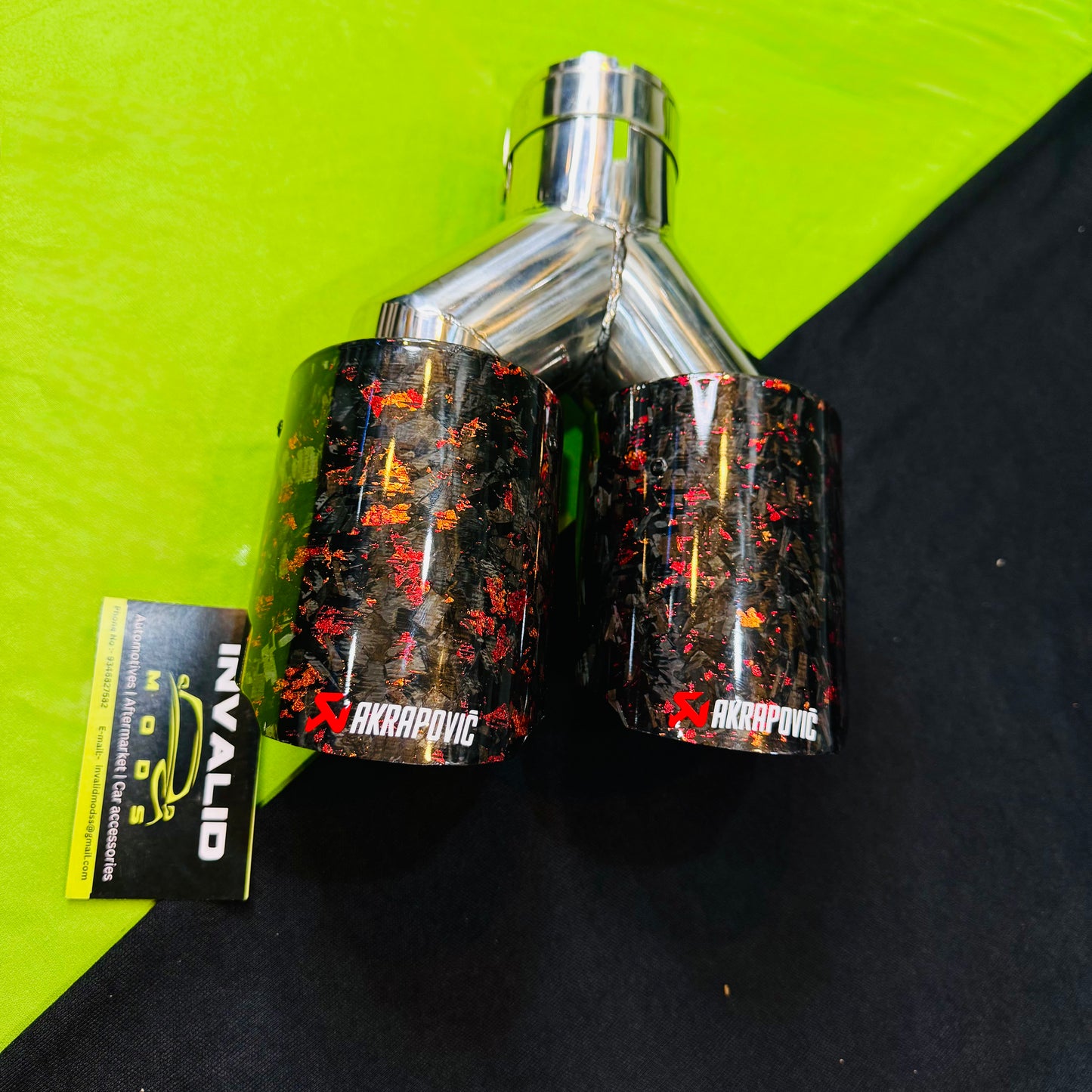 Akrapovic Dual Tip | Akra Red Forged Carbon Dual Exhaust Tip