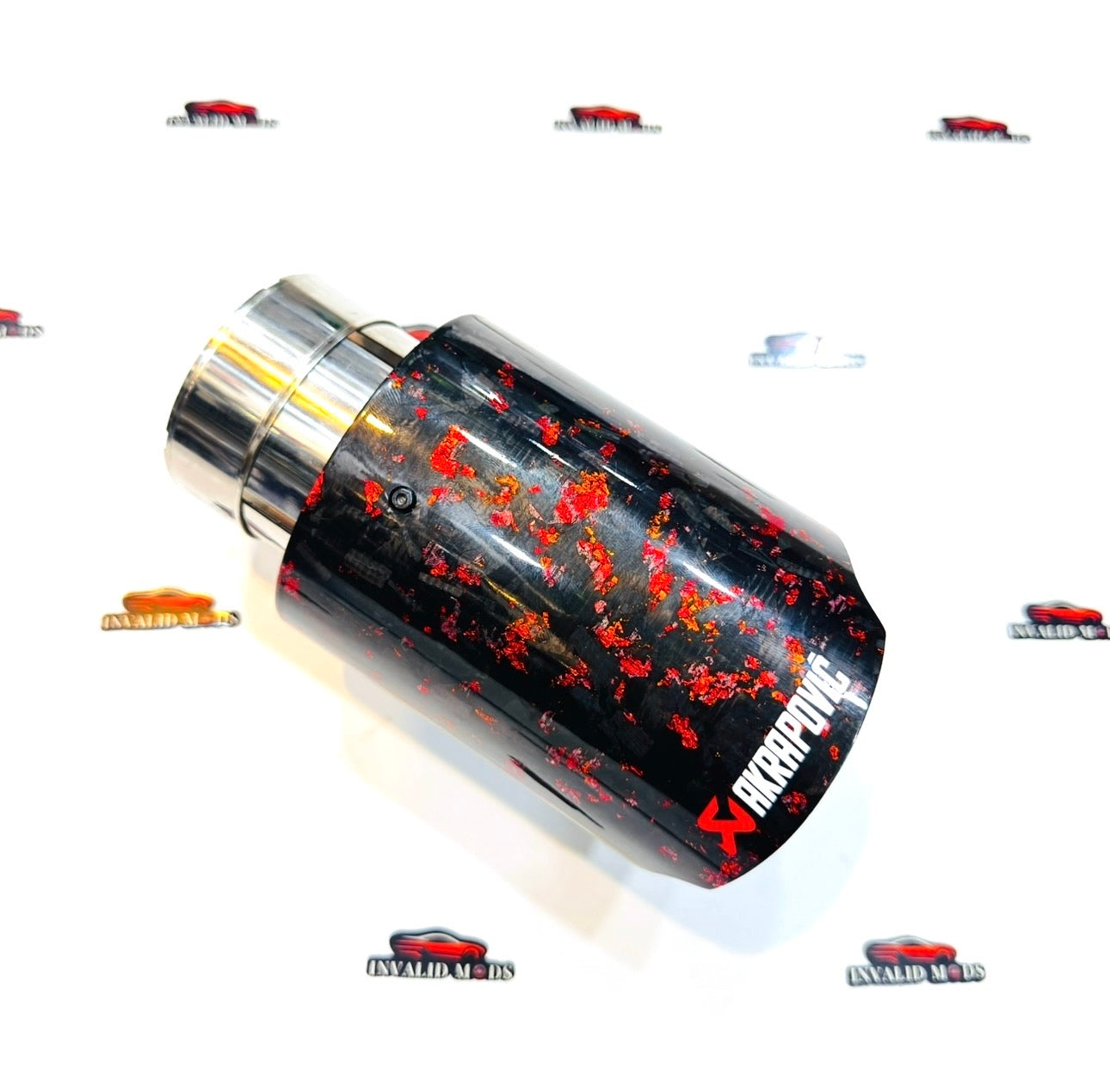 Akrapovic-Style Red Forged Carbon Exhaust Tip – Single Outlet | Universal Performance Upgrade