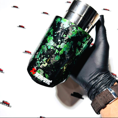 Akrapovic-Style Green Forged Carbon Single Exhaust Tip – Universal Fit