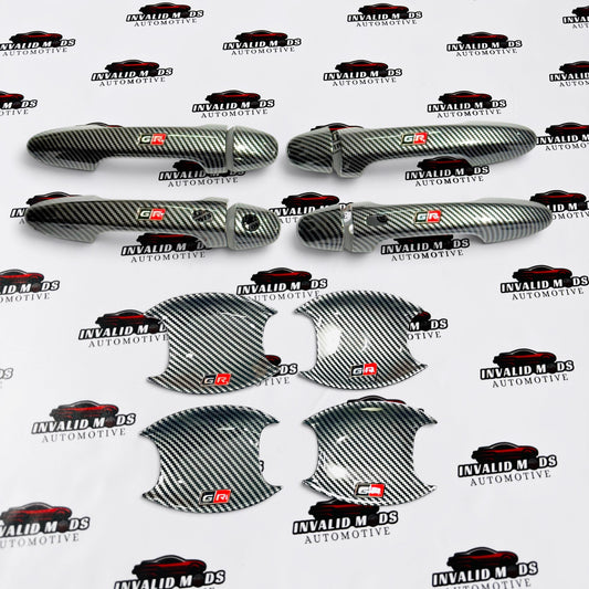 Toyota Fortuner & Hilux Door Handle & Bowl Covers | GR Sport Gloss & Carbon Fiber Finish