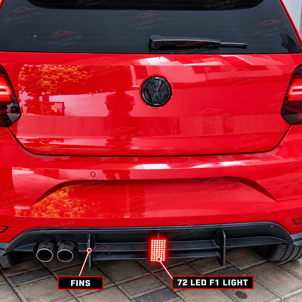 VW Polo 3-Fin Rear Bumper Diffuser | Premium ABS Quality (2014+ Models)