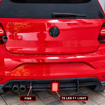VW Polo 3-Fin Rear Bumper Diffuser | Premium ABS Quality (2014+ Models)