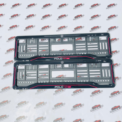 VW Polo 3D Carbon Number Plate Frames | Pair