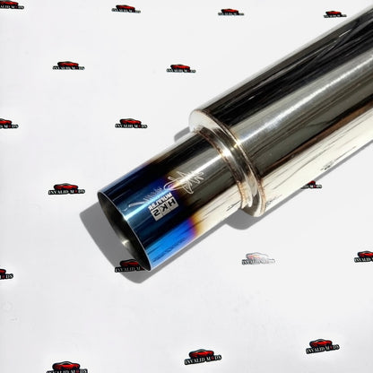 HKS Style Single Exhaust Tip | Universal Burnt Finish Free Flow Muffler Upgrade