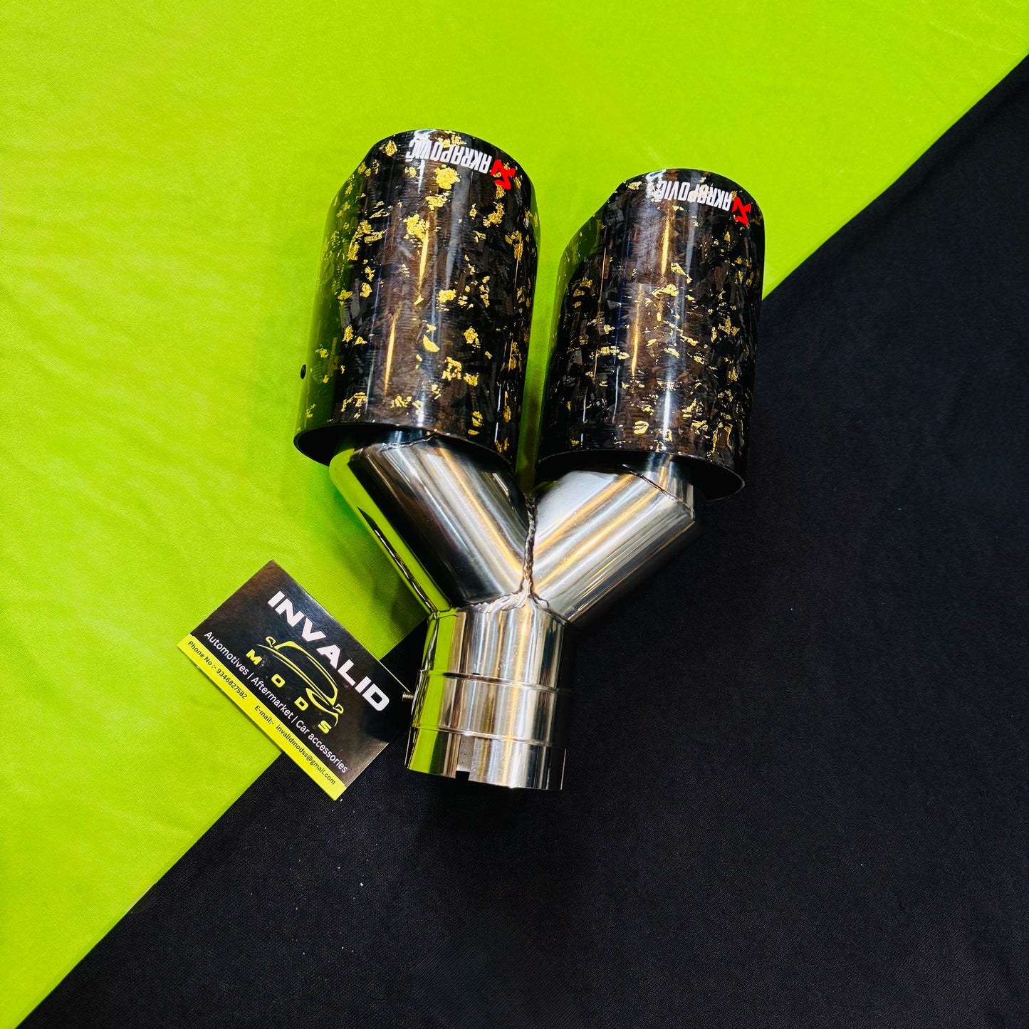 Akrapovic Dual Exhaust Tip | Golden Forged Carbon Akra Dual Tip