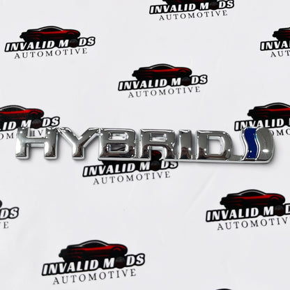 HYBRID Emblem Sticker | Premium Aluminium Badge in Multiple Color Options