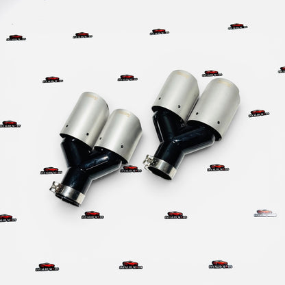 Akrapovic Dual Exhaust Tip | Premium Heavy-Duty Matte Silver Finish | Universal Stainless Steel Exhaust Tip (Sold Individually)
