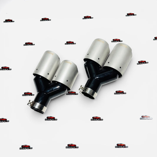 Akrapovic Dual Exhaust Tip | Premium Heavy-Duty Matte Silver Finish | Universal Stainless Steel Exhaust Tip (Sold Individually)