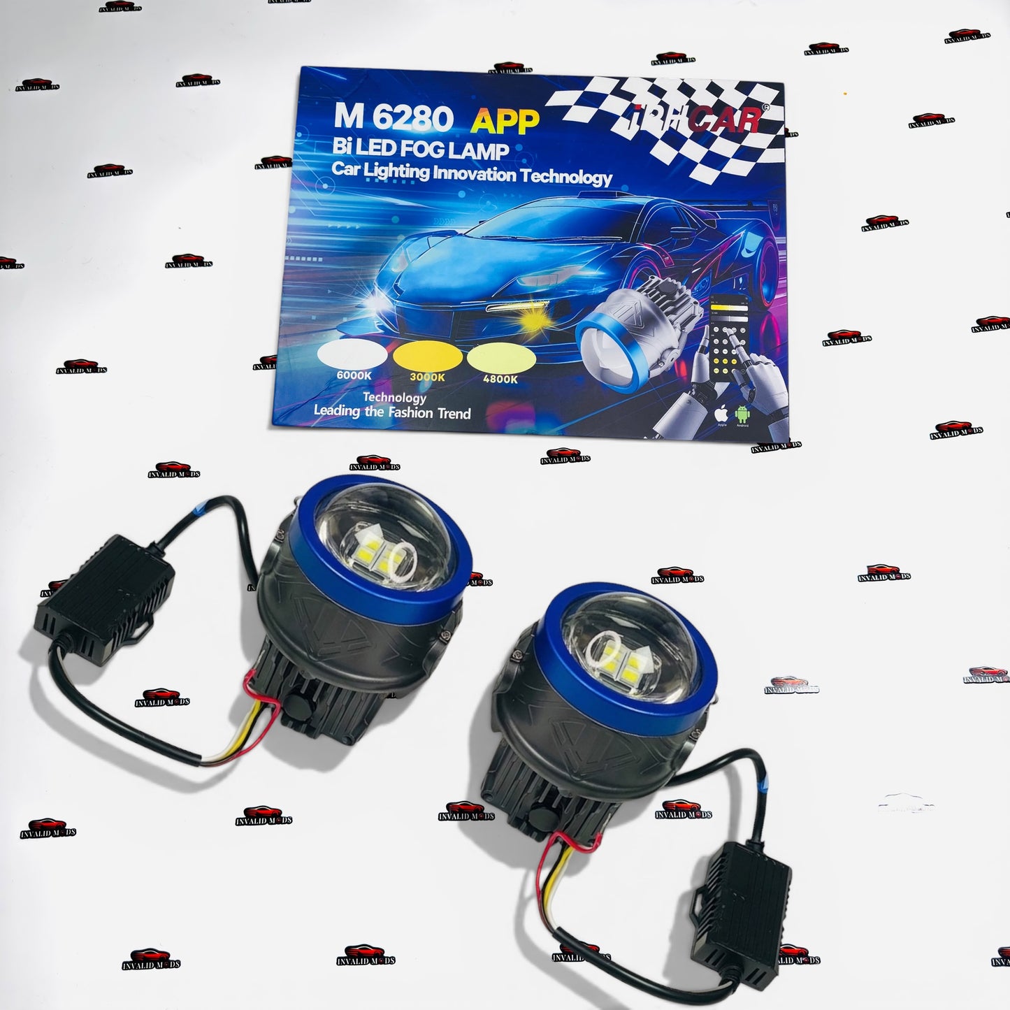 IPHCAR M6280 3-Inch Bi-LED Fog Lights with Bluetooth App Control & Adjustable Color Temperature