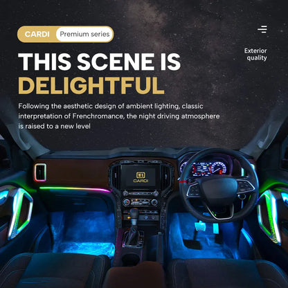 Mahindra Scorpio N (2022+ Model) | CARDI K4 OEM Ambient Light Kit with Black Panel – 18-Piece Smart Interior Lighting