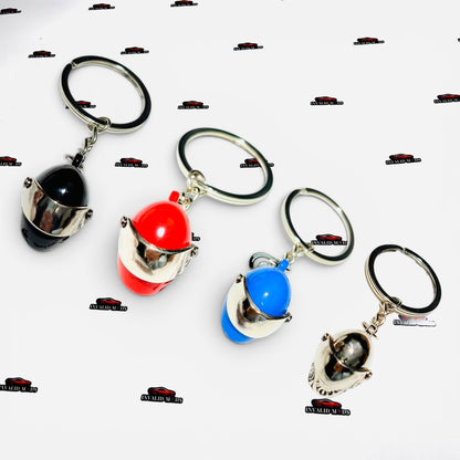 Helmet Style Keychain | Mini Metal Racing Helmet Keychain