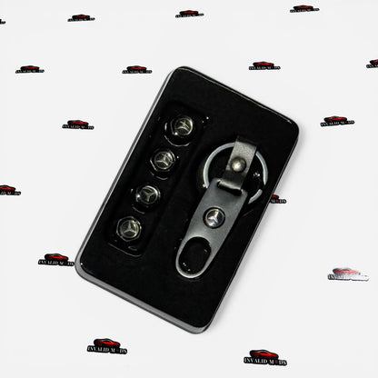 Car Tyre Air Valve Caps Set of 4 with Keychain | Brand Logo Design