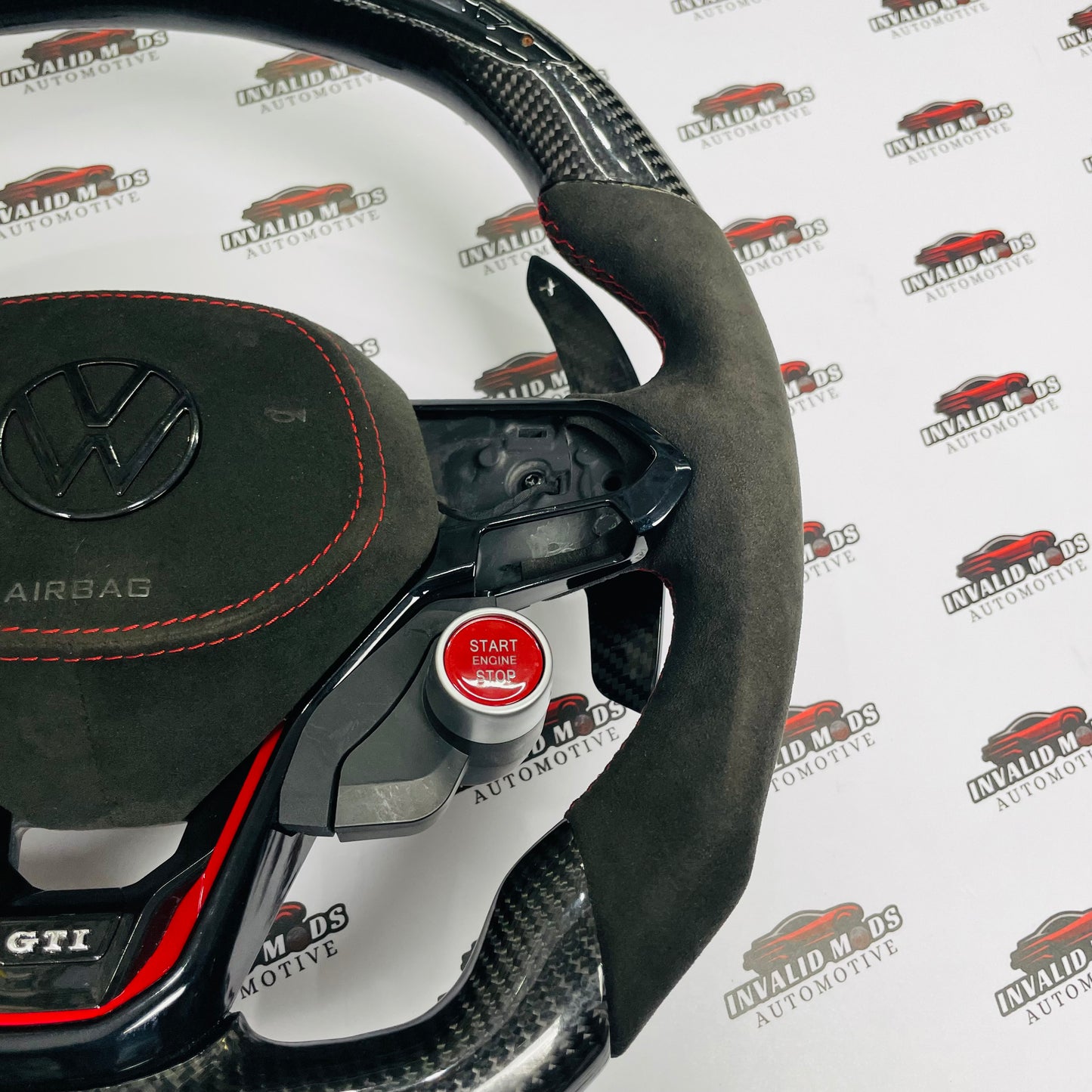 VW Virtus OG Carbon Fiber & Alcantara Steering Wheel with Paddle Shifters & Start Button