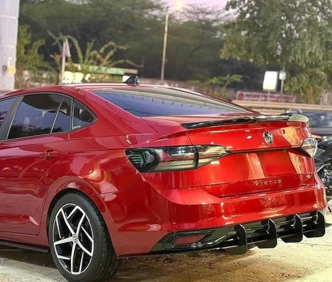 VW Virtus & Skoda Slavia 4 Fin Rear Diffuser | ABS Gloss Black
