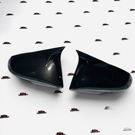 Toyota Fortuner Mirror Caps 2016+ | Black & Carbon Fiber Finish | Premium Side Mirror Cover Pair | Easy OEM Fit Replacement