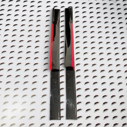 Universal 240 Side Skirt Extensions | Gloss Black with Red Accent Lip