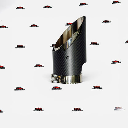 Akrapovic Single Exhaust Tip | Matte Carbon Slant-Cut Design | Universal Stainless Steel Performance Exhaust Tip