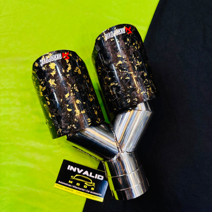 Akrapovic Dual Exhaust Tip | Golden Forged Carbon Akra Dual Tip