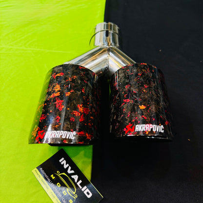 Akrapovic Dual Tip | Akra Red Forged Carbon Dual Exhaust Tip