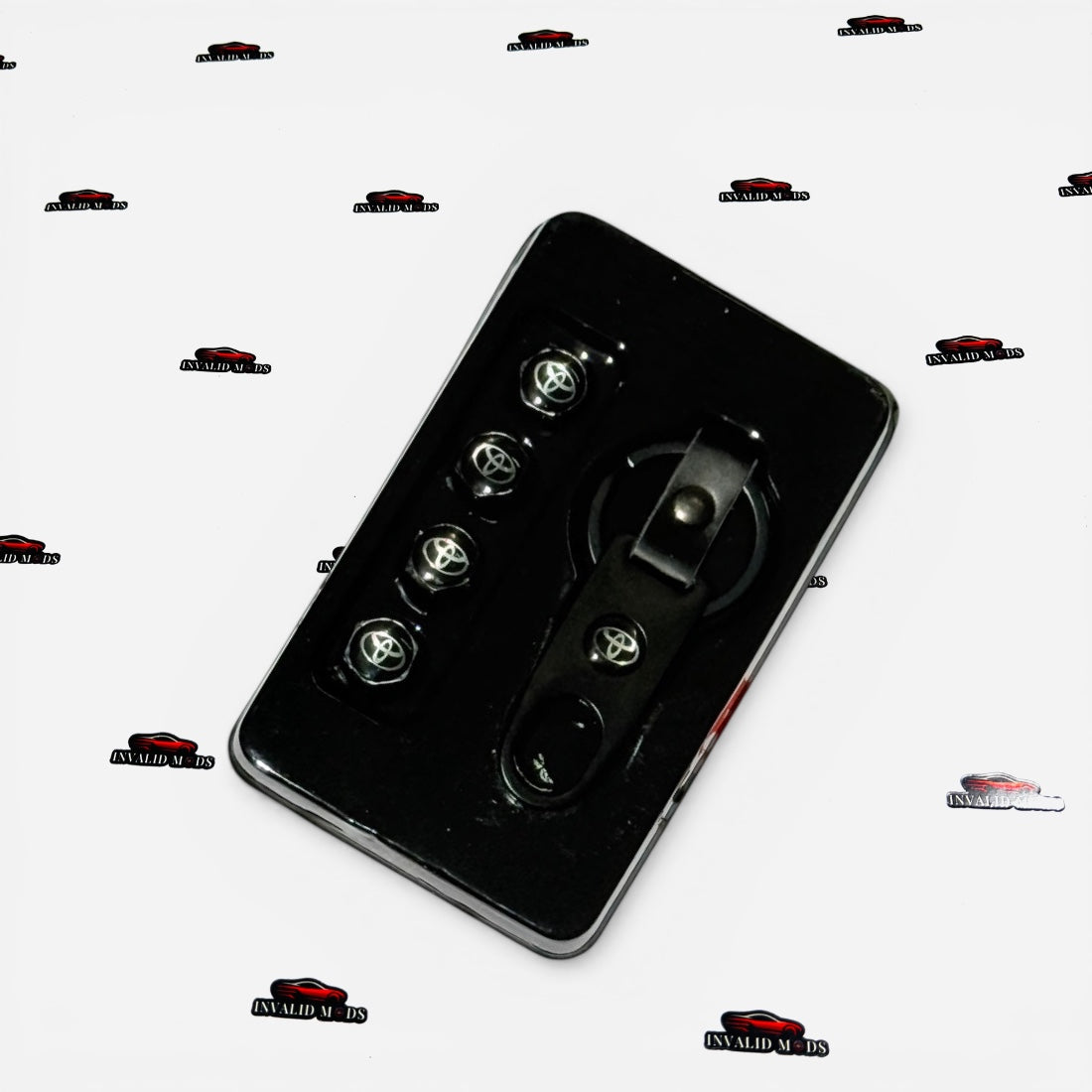 Car Tyre Air Valve Caps Set of 4 with Keychain | Brand Logo Design
