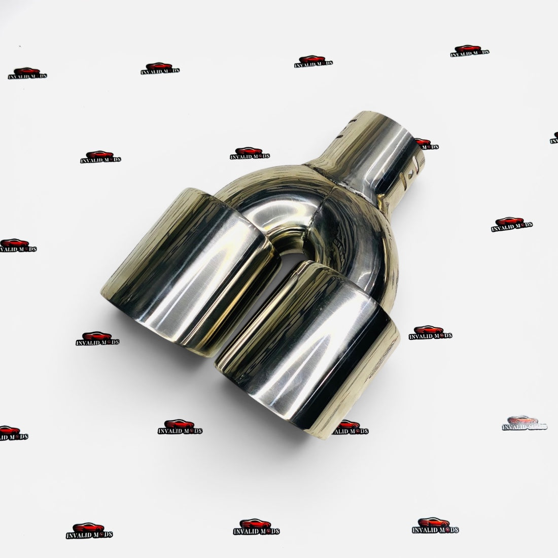 Dual Square Exhaust Tip | Premium Gloss Silver Dual Outlet Stainless Steel Exhaust Tip | Universal Fit