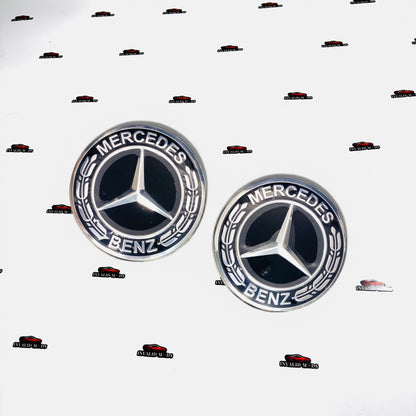 Mercedes-Benz Wheel Center Caps – Black, Blue & Light Blue (Set of 4)