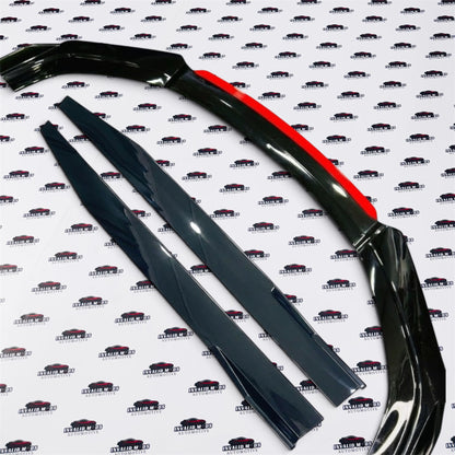 Universal Front Red Lip Splitter & Front + Sides | Gloss Black Aerodynamic Design