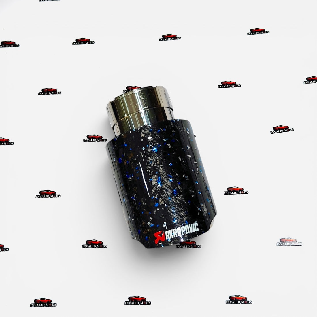 Akrapovic Single Exhaust Tip | Blue Forged Carbon Finish | Universal Stainless Steel Performance Exhaust Tip