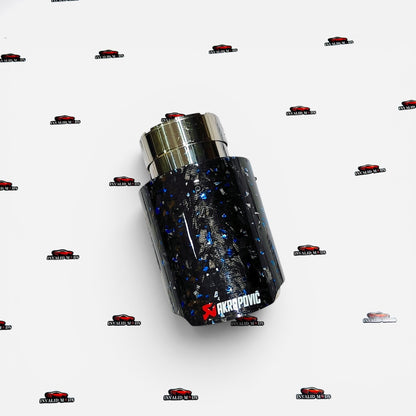 Akrapovic Single Exhaust Tip | Blue Forged Carbon Finish | Universal Stainless Steel Performance Exhaust Tip