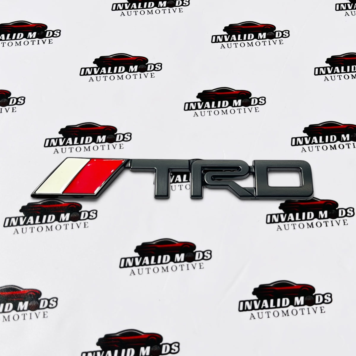 Toyota TRD Metal Emblem Sticker | Premium Silver & Red Performance Badge