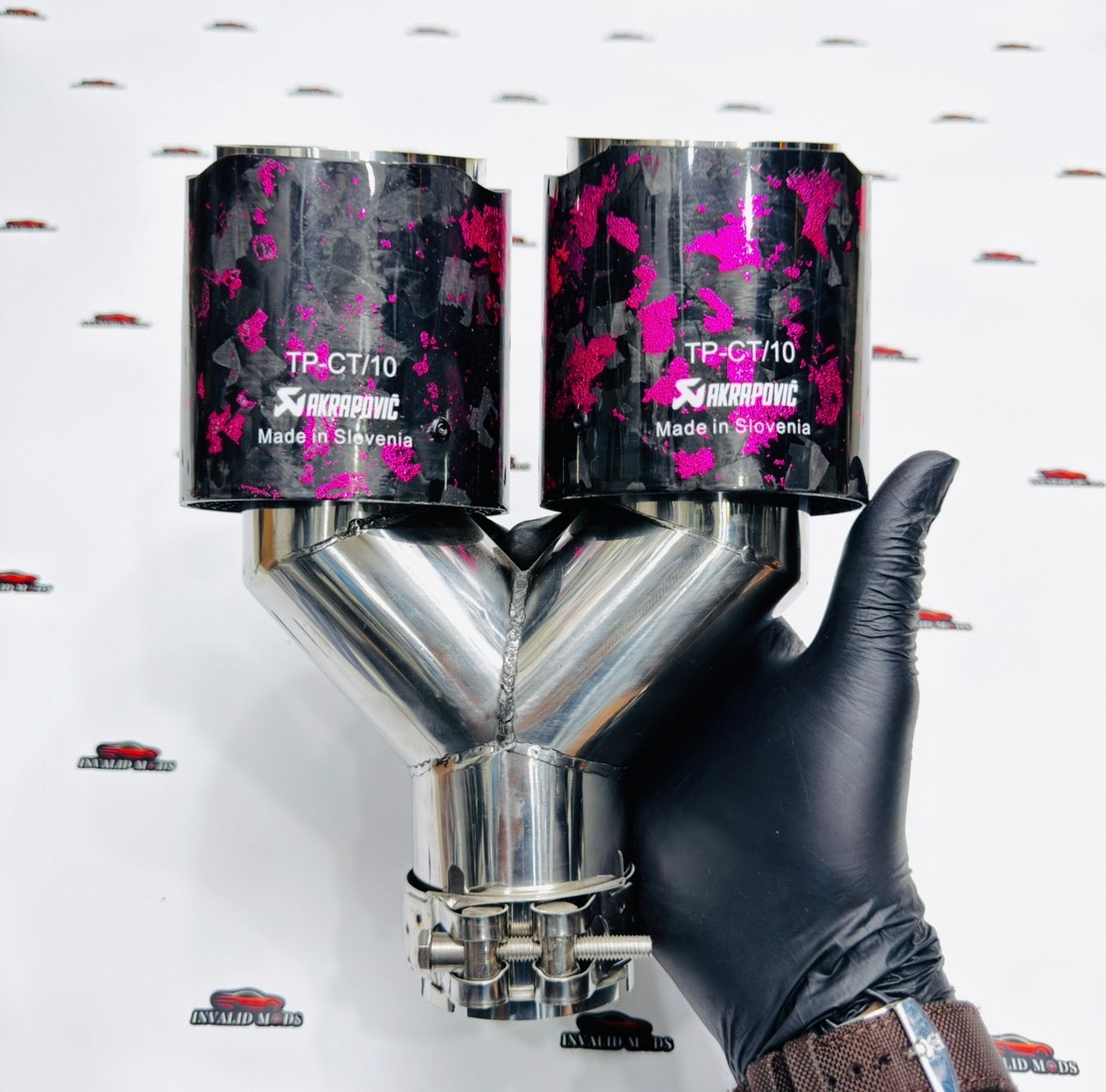 Akrapovic Dual Exhaust Tip | Pink Forged Carbon Finish | Universal Stainless Steel Performance Exhaust Tip