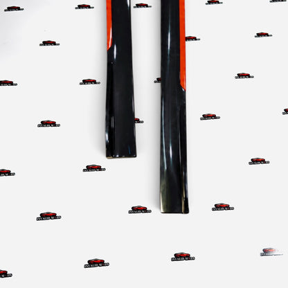 Universal Side Skirts Glossy Black with Red Accent | Sporty Side Extensions Kit