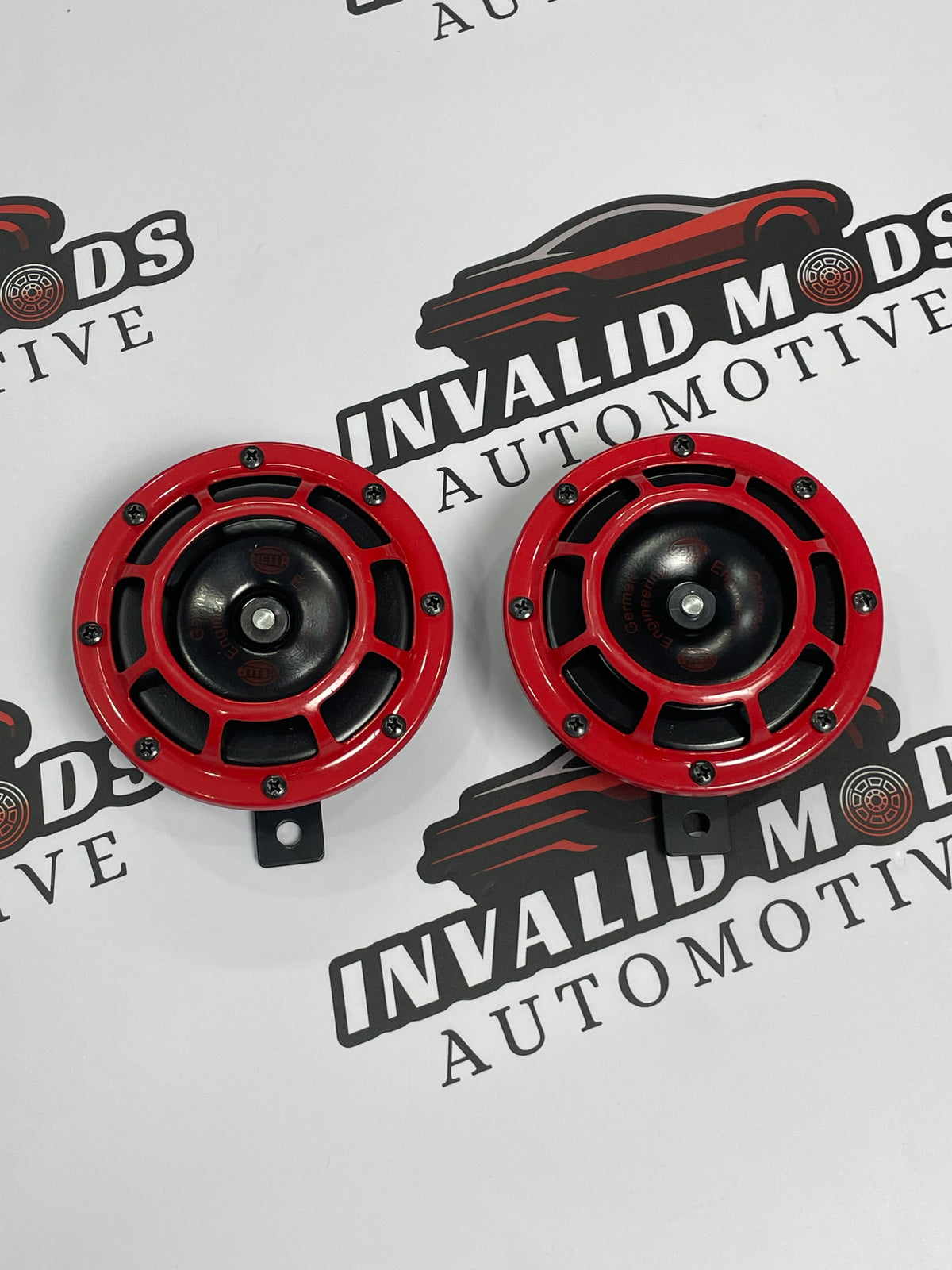 Hella Red Grill Super Tone Horn Set | Loud 12V Performance Car Horns