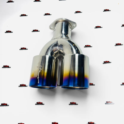 HKS Dual Round Exhaust Tip | Premium Burnt Finish | Universal Stainless Steel Performance Exhaust Tip