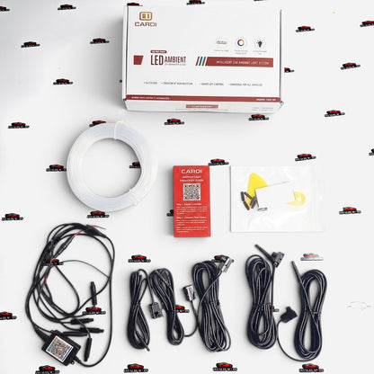 CARDI 12V RGB Fiber Ambient Interior Lighting Kit – Bluetooth App Control, Universal Car LED Lighting