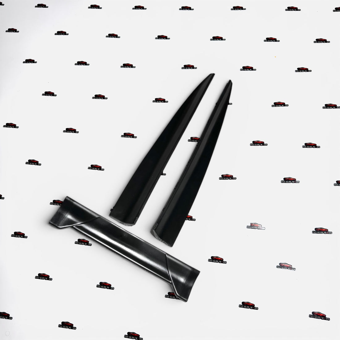 Universal Rubber Spoiler Set of 3 | Black & Carbon Finish Lip Kit