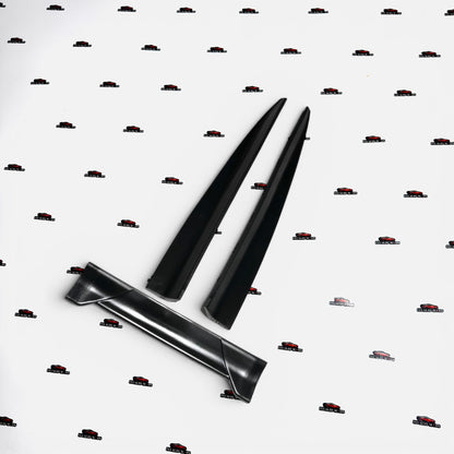 Universal Rubber Spoiler Set of 3 | Black & Carbon Finish Lip Kit