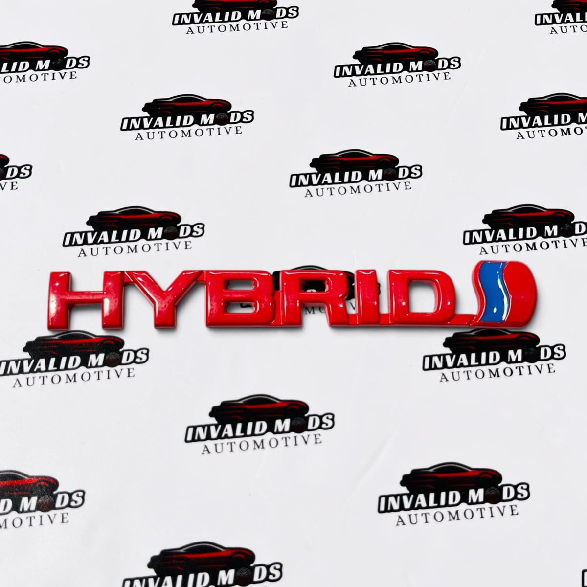 HYBRID Emblem Sticker | Premium Aluminium Badge in Multiple Color Options