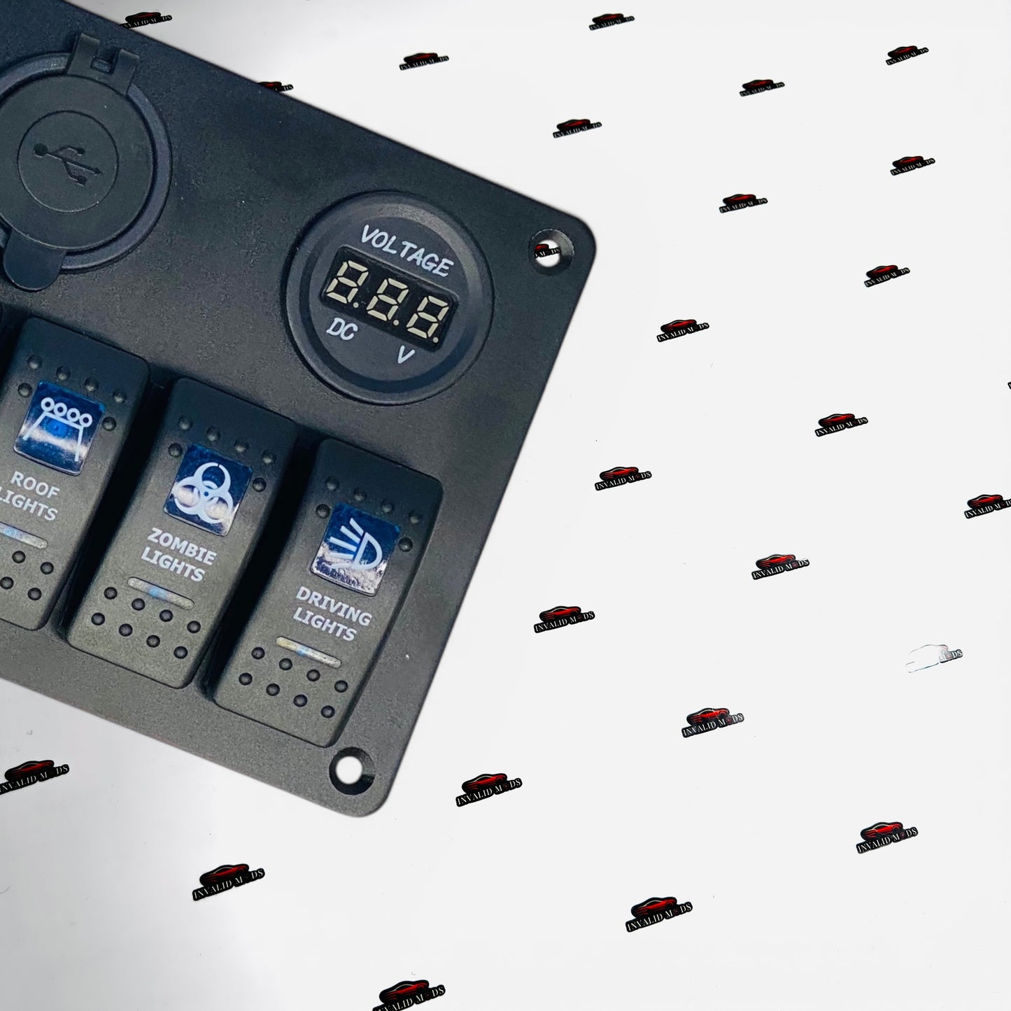 6 Gang Switch Panel with USB Charger, Cigarette Lighter Socket & Voltmeter | 12V/24V Universal Car Switch Panel