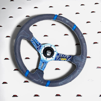 MOMO 14 Inch Alcantara Steering Wheel | Universal Racing Sport Grip 350mm