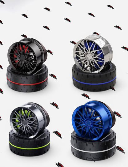 Solar Alloy Wheel Car Air Freshener | Rotating Dashboard Perfume Diffuser