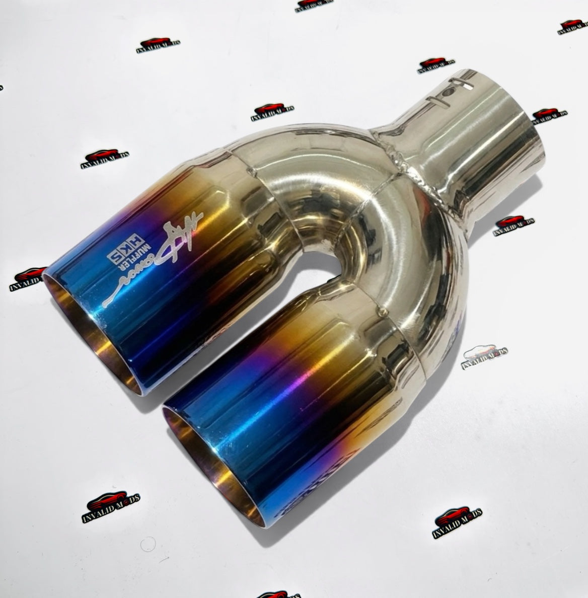 HKS Style Dual Exhaust Tip Burnt Blue | Stainless Steel Universal Performance Muffler Tip