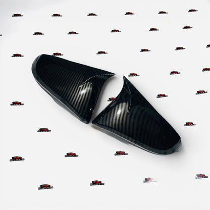 Toyota Fortuner Mirror Caps 2016+ | Black & Carbon Fiber Finish | Premium Side Mirror Cover Pair | Easy OEM Fit Replacement