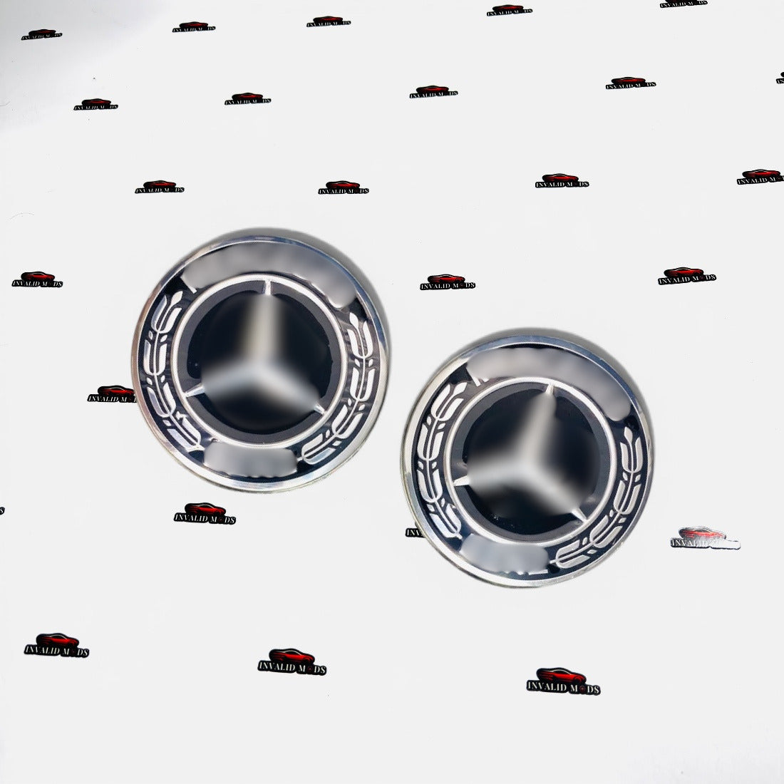 Mercedes-Benz Wheel Center Caps – Black, Blue & Light Blue (Set of 4)
