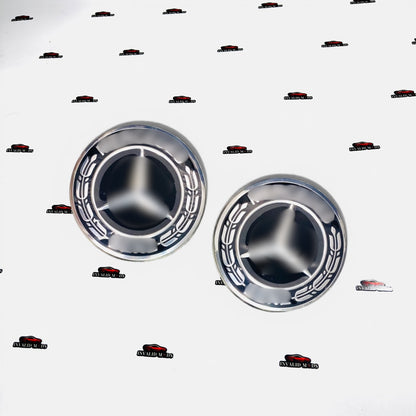 Mercedes-Benz Wheel Center Caps – Black, Blue & Light Blue (Set of 4)