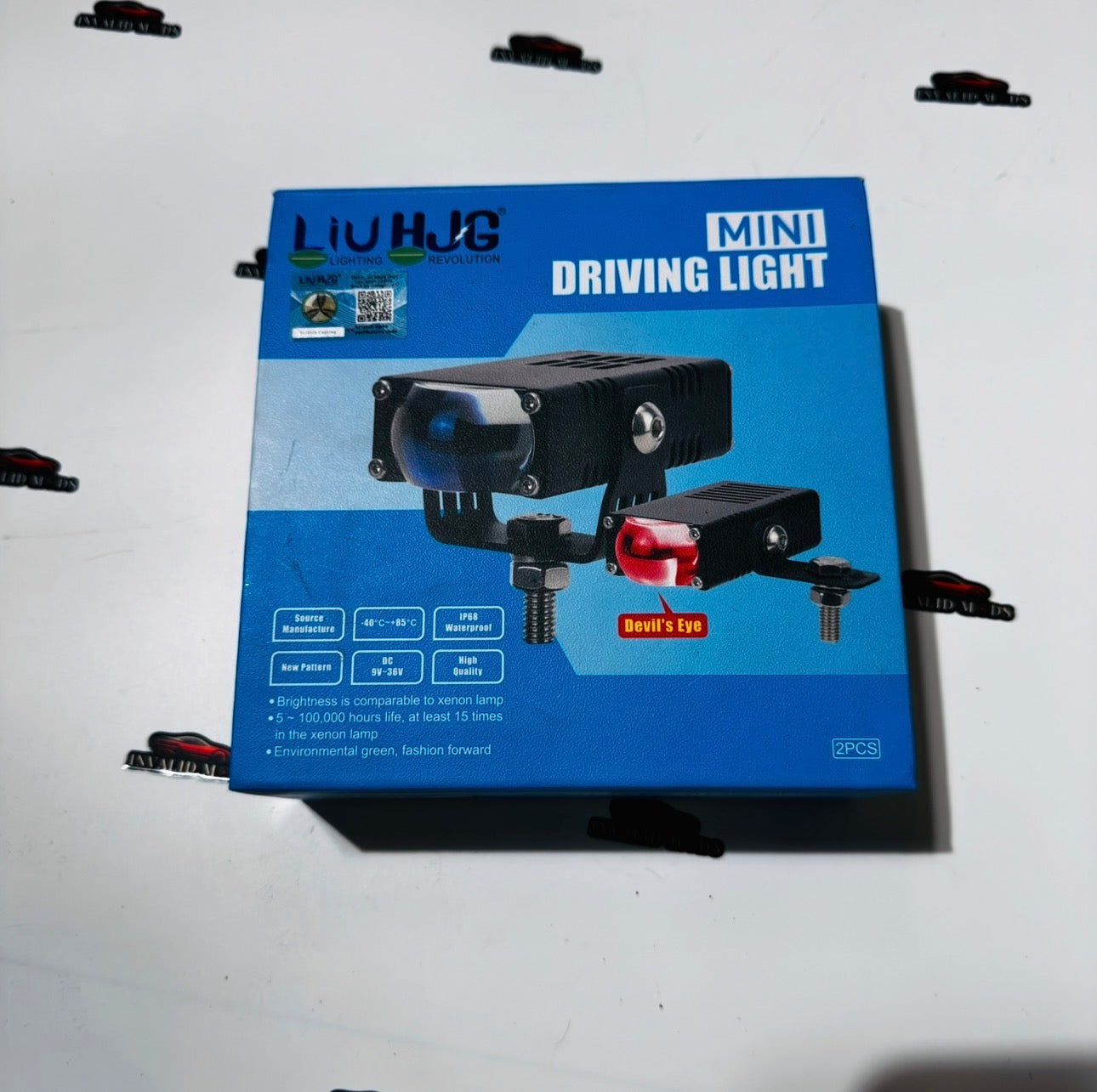 HJG Mini Driving Auxiliary Lights Dual Color with Red Devil Eye LED | High Brightness Universal Fit Fog & Driving Lights