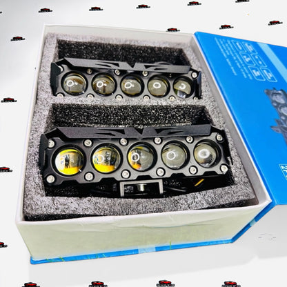HJG 5 Lens Auxiliary Lights 150W | High Power LED Driving Fog Lights for Cars & Bikes