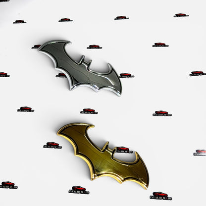 Batman Logo Sticker | Premium Metal Finish Badge in Silver & Gold