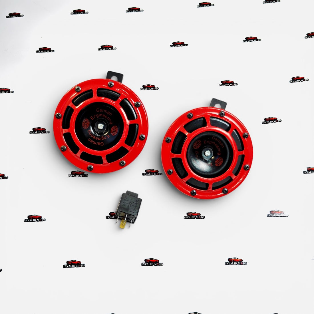 Hella Red Grill Super Tone Horn Set | Loud 12V Performance Car Horns