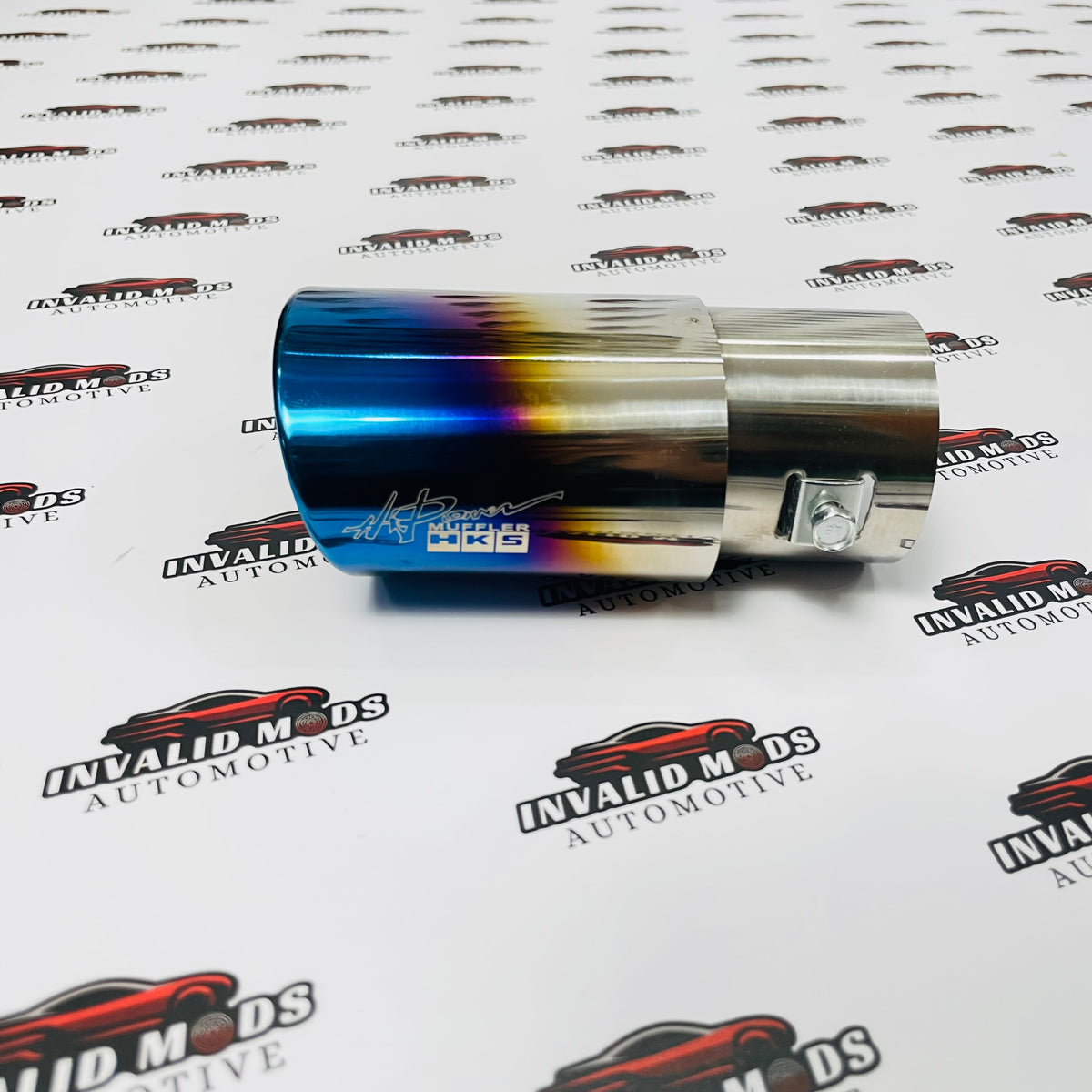 HKS Single Exhaust Tip | Universal Stainless Steel Performance Exhaust Tip | Burnt, Neo Chrome & Rainbow Finish